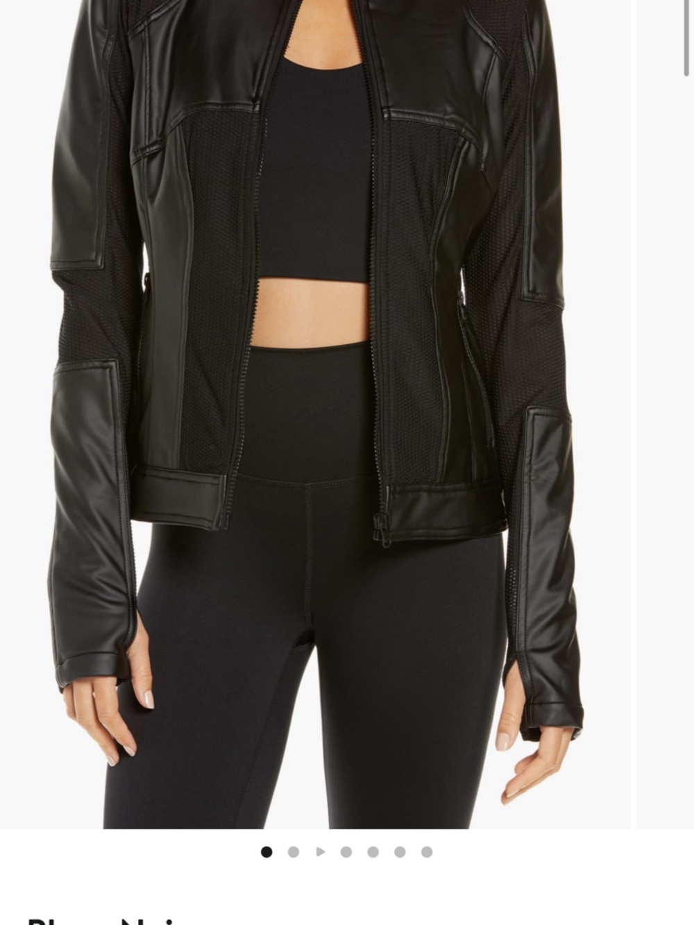 blanc noir Black Faux Leather Moto-Style Jacket - Picture 5 of 5